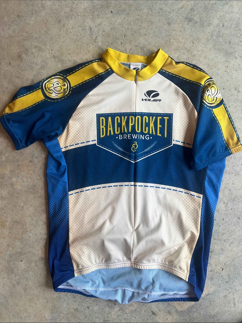 Backpocket Brewing Cycling Jersey - Blue, Yellow, White